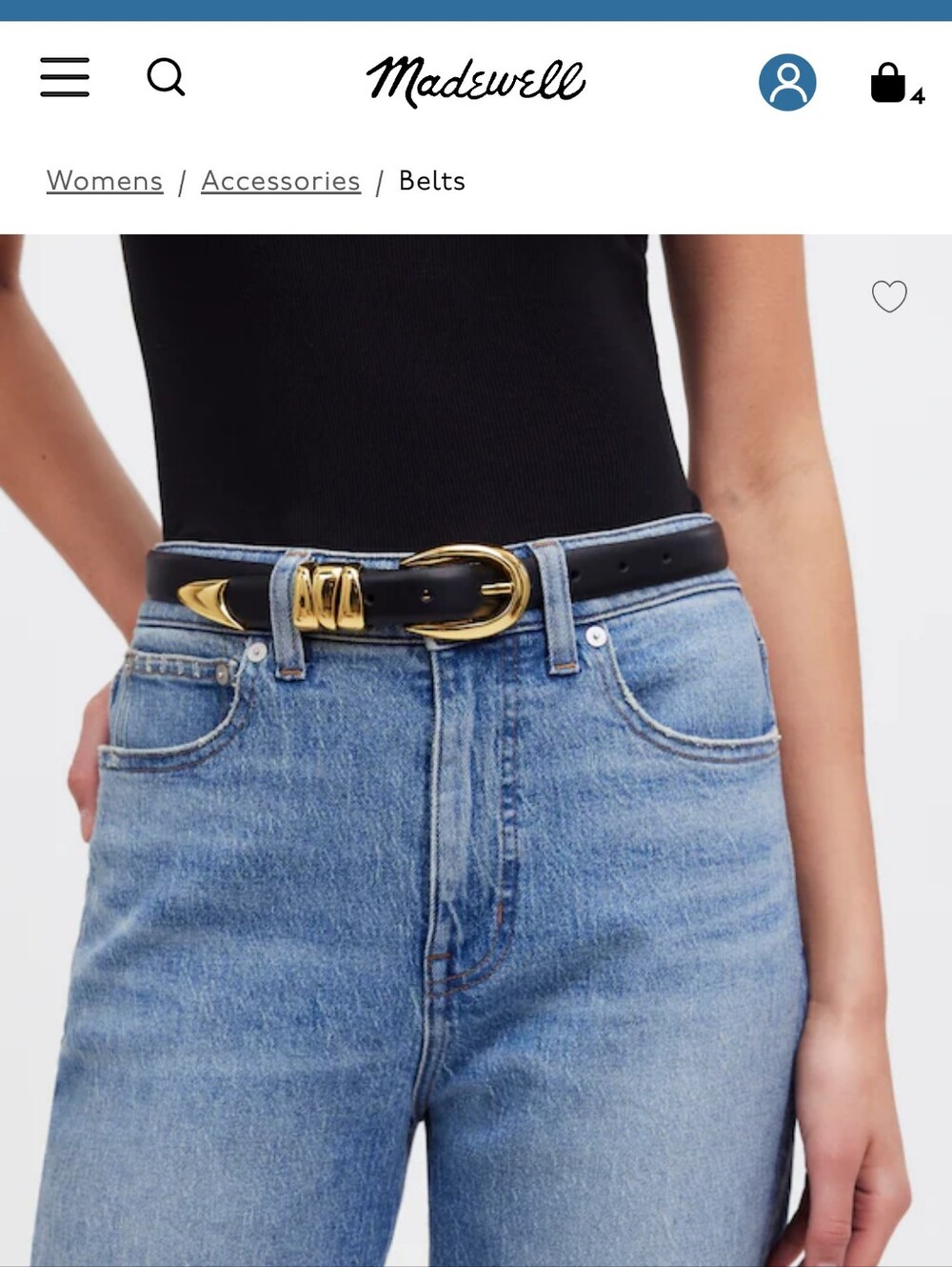 Madewell Triple Metal Keeper Belt NWOT Size Medium